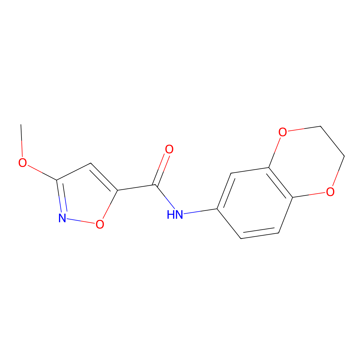 N-(2,3-dihydrobenzo[b][1,4]dioxin-6-yl)-3-methoxyisoxazole-5-carboxamide molecular structure, CAS 1428358-95-5