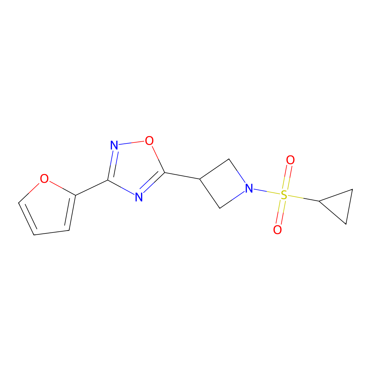 5-(1-(Cyclopropylsulfonyl)azetidin-3-yl)-3-(furan-2-yl)-1,2,4-oxadiazole molecular structure, CAS 1428359-05-0