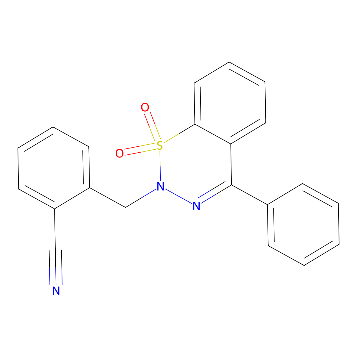 2-((1,1-dioxido-4-phenyl-2H-benzo[e][1,2,3]thiadiazin-2-yl)methyl)benzonitrile molecular structure, CAS 1428359-09-4