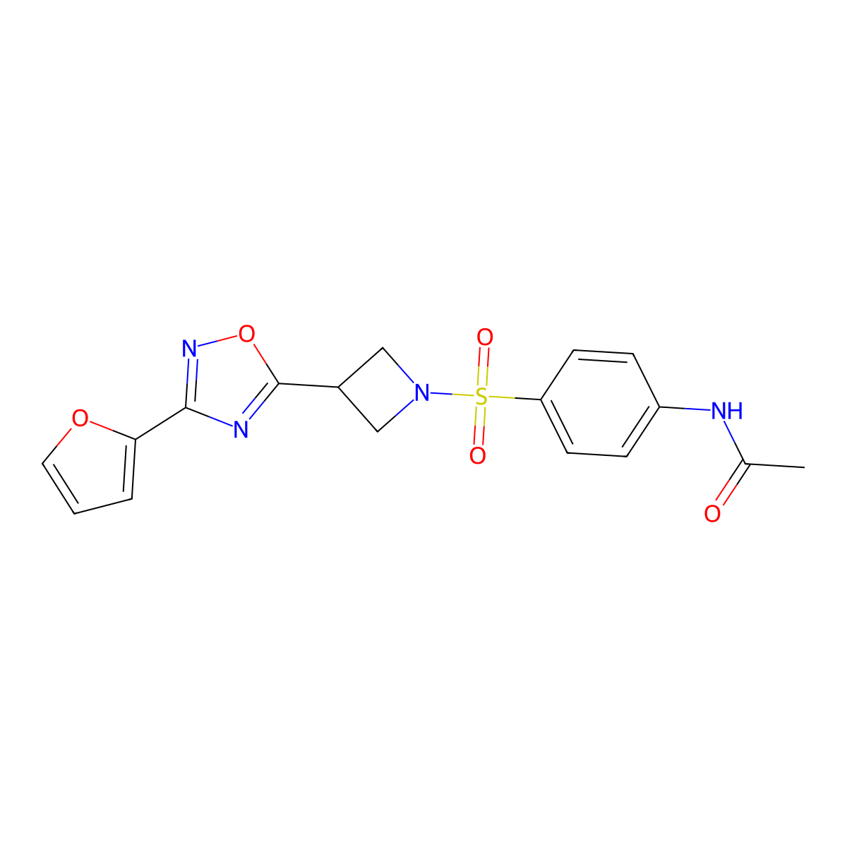 N-[4-({3-[3-(furan-2-yl)-1,2,4-oxadiazol-5-yl]azetidin-1-yl}sulfonyl)phenyl]acetamide molecular structure, CAS 1428359-11-8
