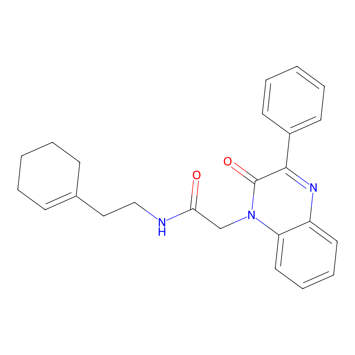 N-(2-(cyclohex-1-en-1-yl)ethyl)-2-(2-oxo-3-phenylquinoxalin-1(2H)-yl)acetamide molecular structure, CAS 1428359-17-4
