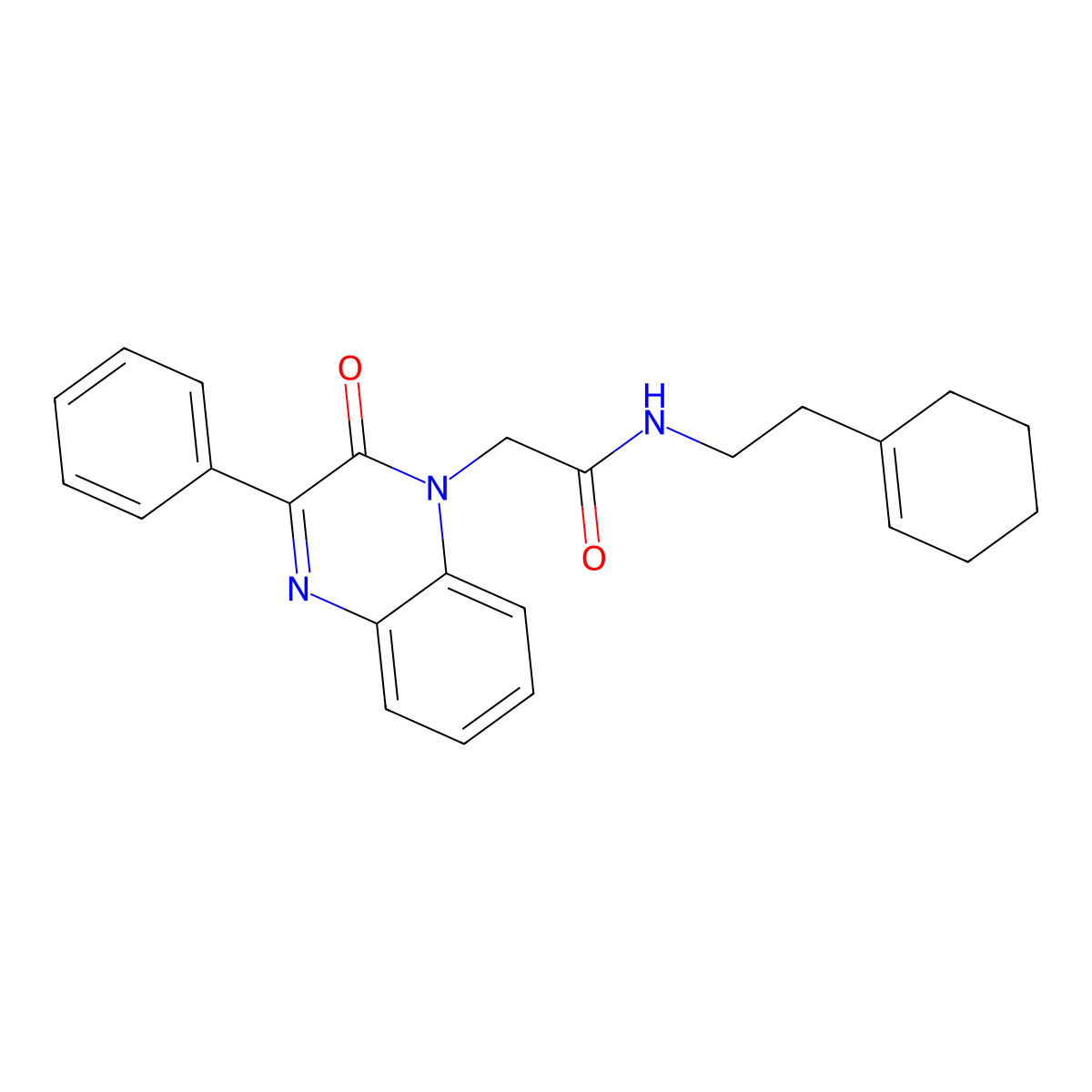 N-(2-(cyclohex-1-en-1-yl)ethyl)-2-(2-oxo-3-phenylquinoxalin-1(2H)-yl)acetamide molecular structure, CAS 1428359-17-4