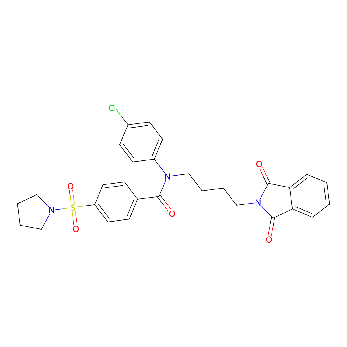 N-(4-chlorophenyl)-N-(4-(1,3-dioxoisoindolin-2-yl)butyl)-4-(pyrrolidin-1-ylsulfonyl)benzamide molecular structure, CAS 1428359-19-6