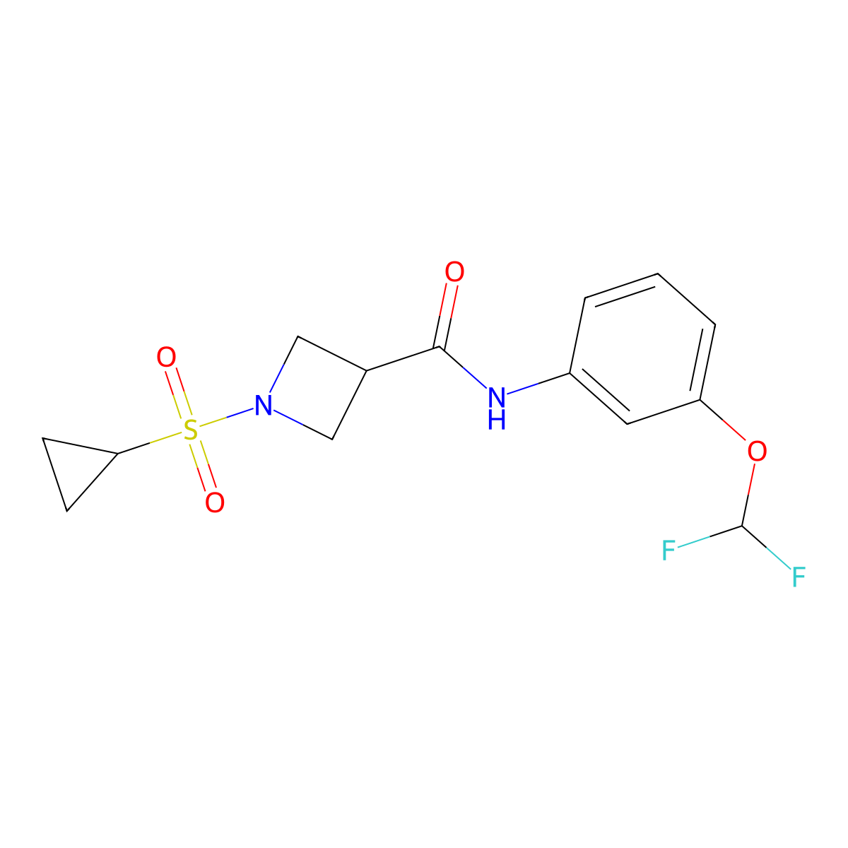1-(cyclopropylsulfonyl)-N-(3-(difluoromethoxy)phenyl)azetidine-3-carboxamide molecular structure, CAS 1428359-20-9