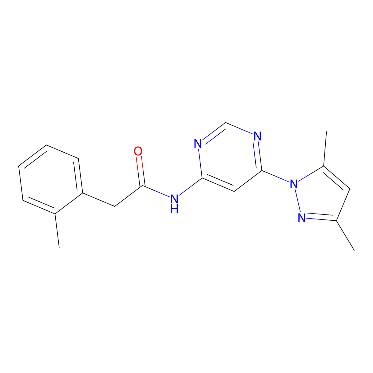 N-(6-(3,5-dimethyl-1H-pyrazol-1-yl)pyrimidin-4-yl)-2-(o-tolyl)acetamide molecular structure, CAS 1428359-21-0