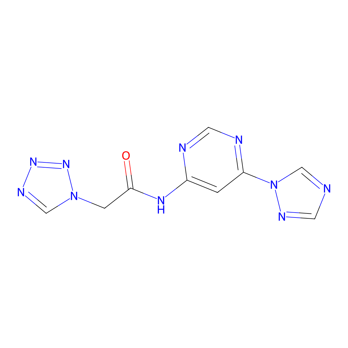 N-(6-(1H-1,2,4-triazol-1-yl)pyrimidin-4-yl)-2-(1H-tetrazol-1-yl)acetamide molecular structure, CAS 1428359-30-1
