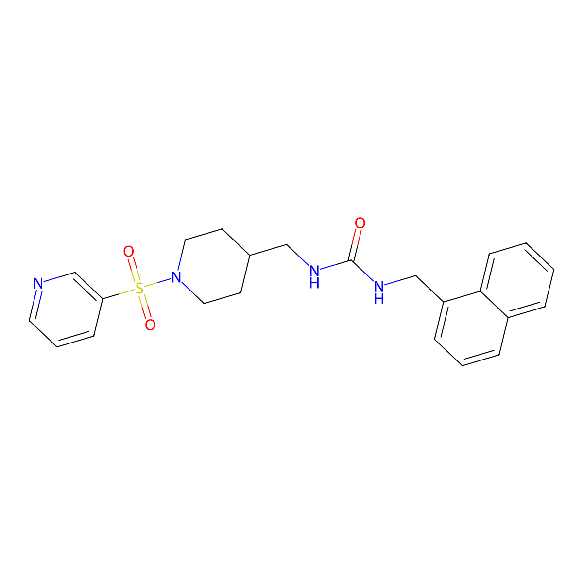 1-(Naphthalen-1-ylmethyl)-3-((1-(pyridin-3-ylsulfonyl)piperidin-4-yl)methyl)urea molecular structure, CAS 1428359-38-9