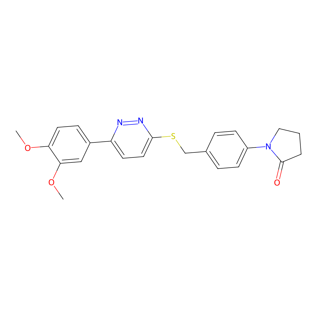 1-(4-(((6-(3,4-Dimethoxyphenyl)pyridazin-3-yl)thio)methyl)phenyl)pyrrolidin-2-one molecular structure, CAS 1428359-40-3