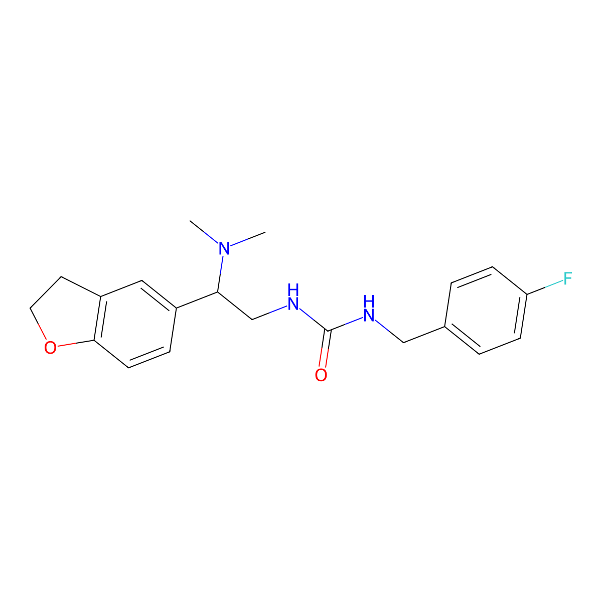1-(2-(2,3-Dihydrobenzofuran-5-yl)-2-(dimethylamino)ethyl)-3-(4-fluorobenzyl)urea molecular structure, CAS 1428359-42-5