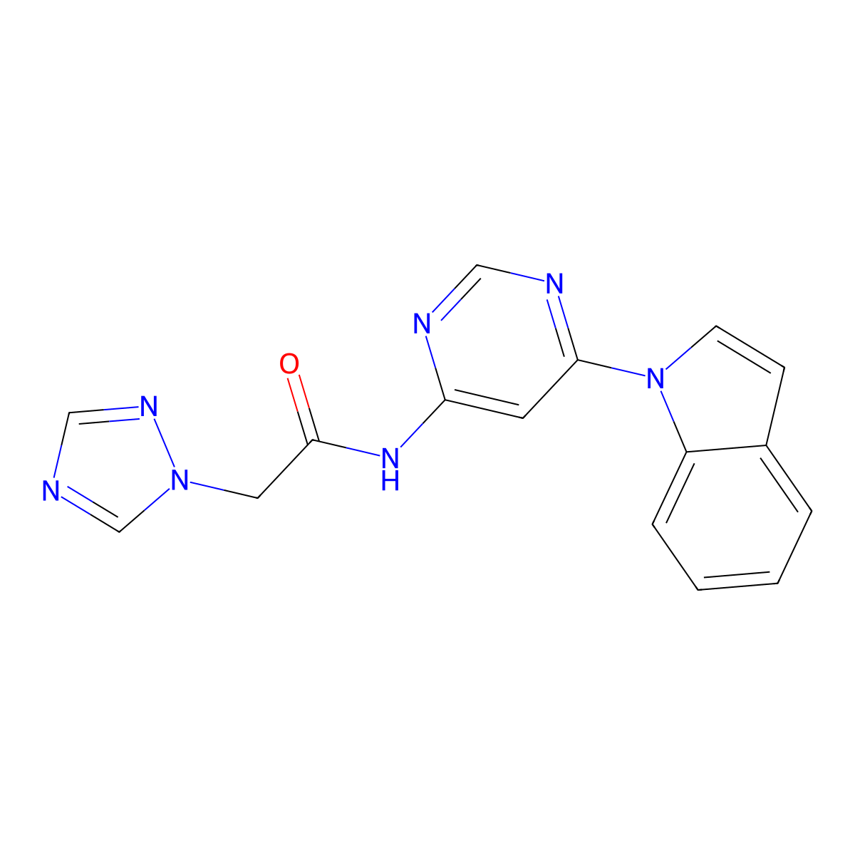 N-[6-(1H-indol-1-yl)pyrimidin-4-yl]-2-(1H-1,2,4-triazol-1-yl)acetamide molecular structure, CAS 1428359-46-9