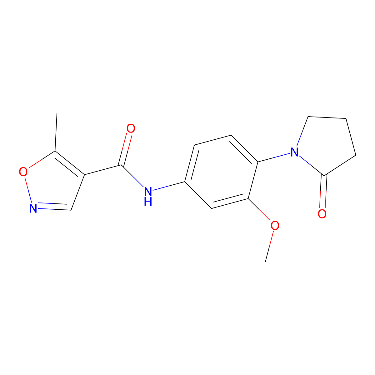 N-(3-methoxy-4-(2-oxopyrrolidin-1-yl)phenyl)-5-methylisoxazole-4-carboxamide molecular structure, CAS 1428359-54-9