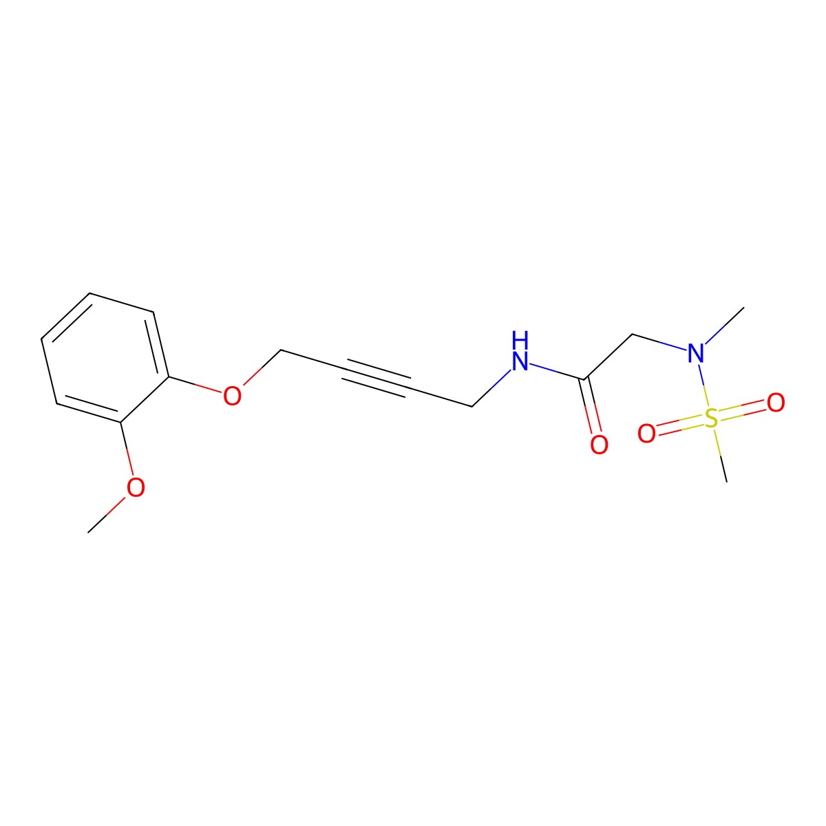 N-(4-(2-methoxyphenoxy)but-2-yn-1-yl)-2-(N-methylmethylsulfonamido)acetamide molecular structure, CAS 1428359-57-2