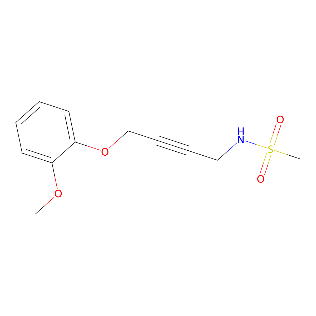 N-(4-(2-methoxyphenoxy)but-2-yn-1-yl)methanesulfonamide molecular structure, CAS 1428359-66-3