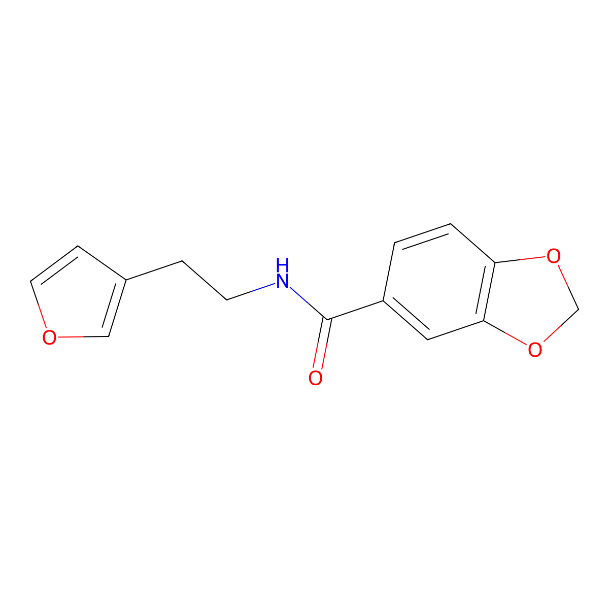 N-(2-(furan-3-yl)ethyl)benzo[d][1,3]dioxole-5-carboxamide molecular structure, CAS 1428359-69-6