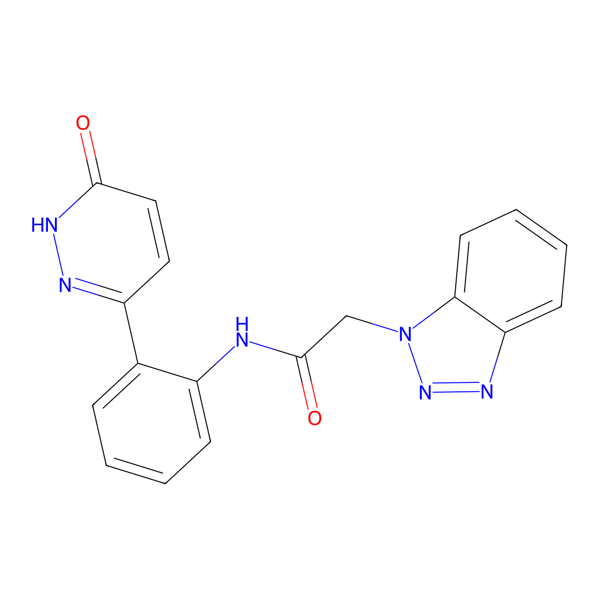 2-(1H-benzo[d][1,2,3]triazol-1-yl)-N-(2-(6-oxo-1,6-dihydropyridazin-3-yl)phenyl)acetamide molecular structure, CAS 1428359-72-1