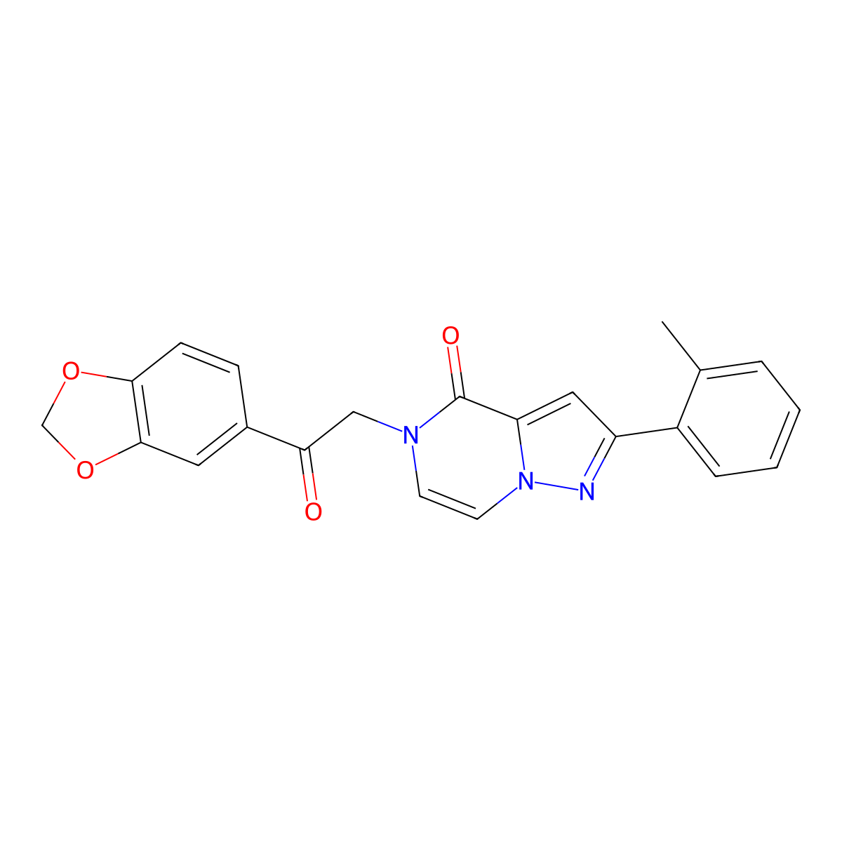 5-(2-(benzo[d][1,3]dioxol-5-yl)-2-oxoethyl)-2-(o-tolyl)pyrazolo[1,5-a]pyrazin-4(5H)-one molecular structure, CAS 1428359-82-3