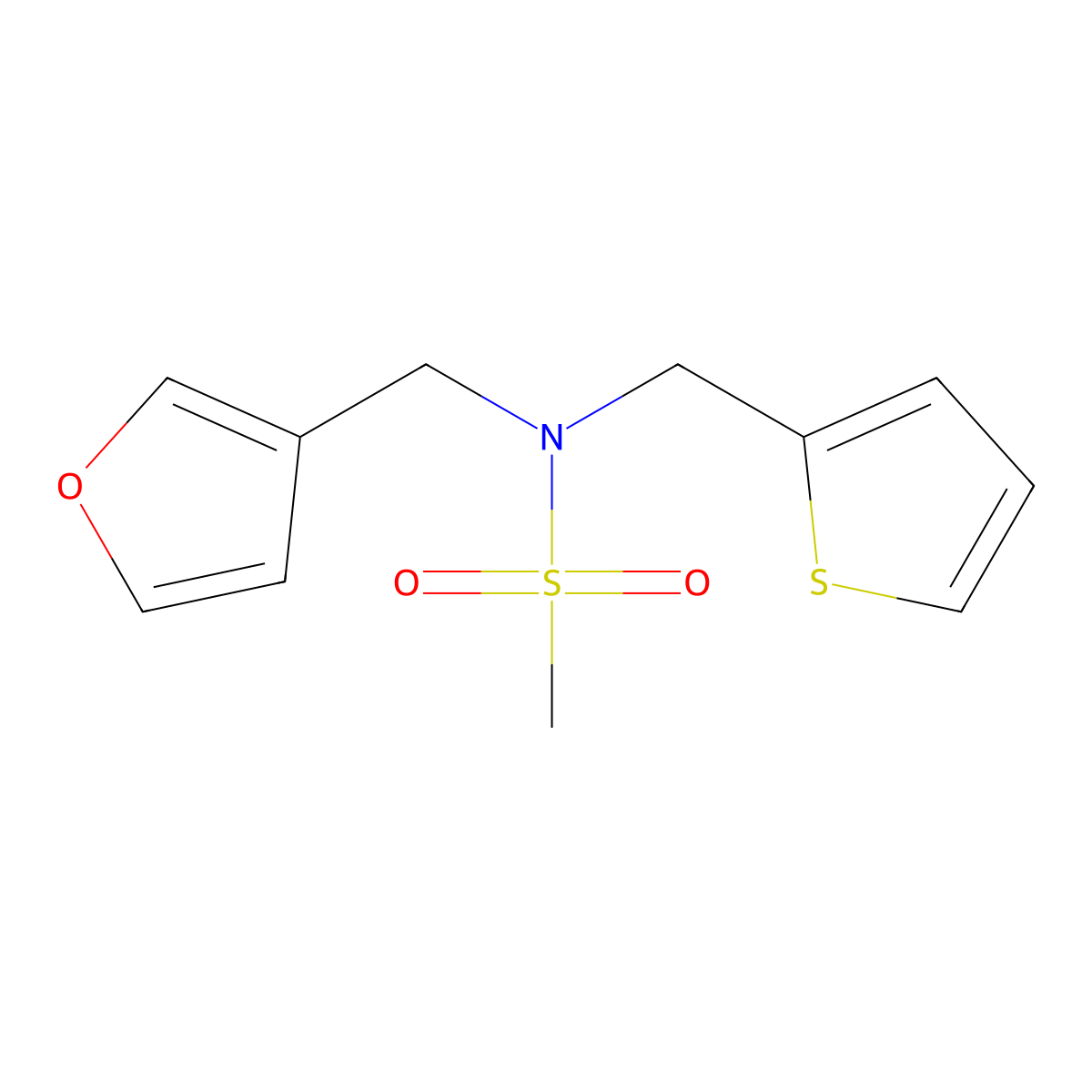 N-(furan-3-ylmethyl)-N-(thiophen-2-ylmethyl)methanesulfonamide molecular structure, CAS 1428359-83-4