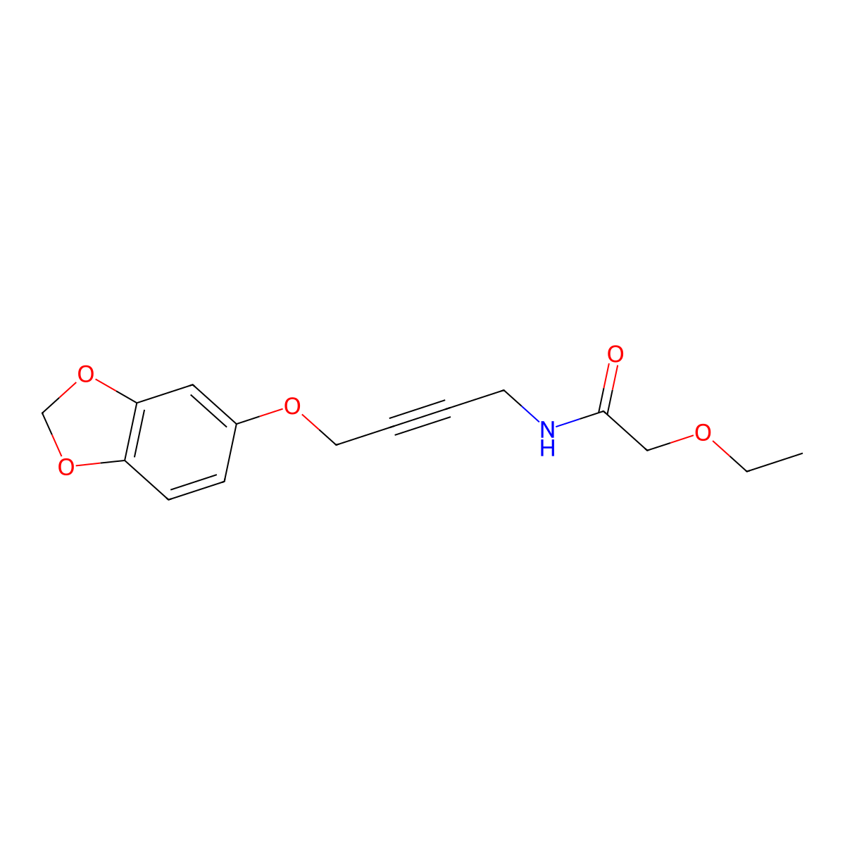 N-(4-(benzo[d][1,3]dioxol-5-yloxy)but-2-yn-1-yl)-2-ethoxyacetamide molecular structure, CAS 1428359-84-5