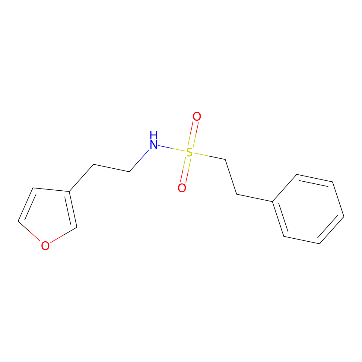 N-(2-(furan-3-yl)ethyl)-2-phenylethanesulfonamide molecular structure, CAS 1428359-85-6