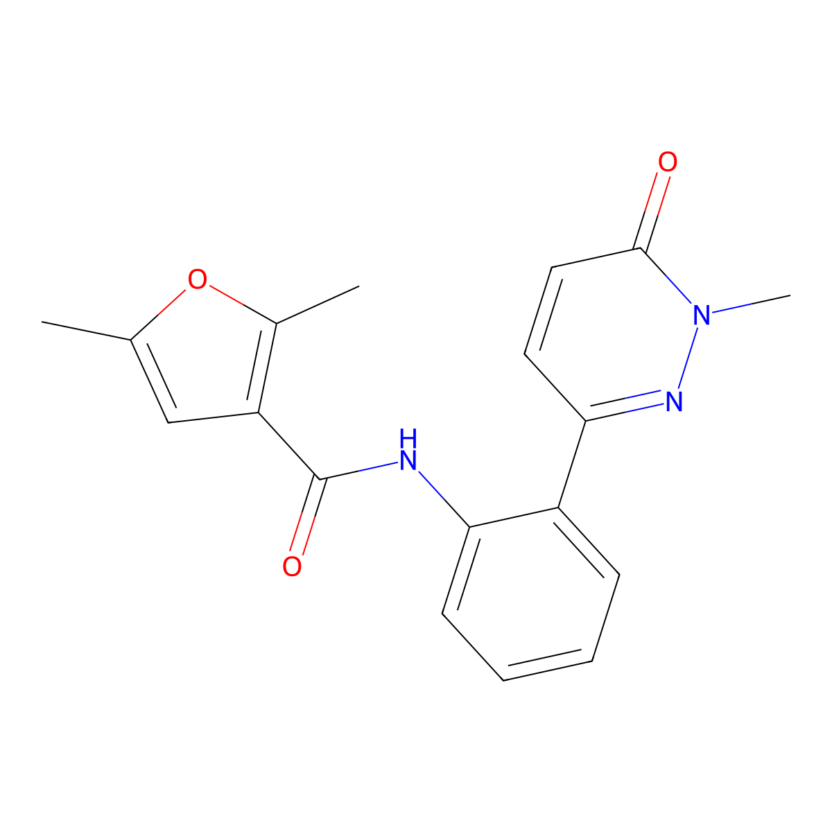 2,5-dimethyl-N-[2-(1-methyl-6-oxo-1,6-dihydropyridazin-3-yl)phenyl]furan-3-carboxamide molecular structure, CAS 1428359-86-7