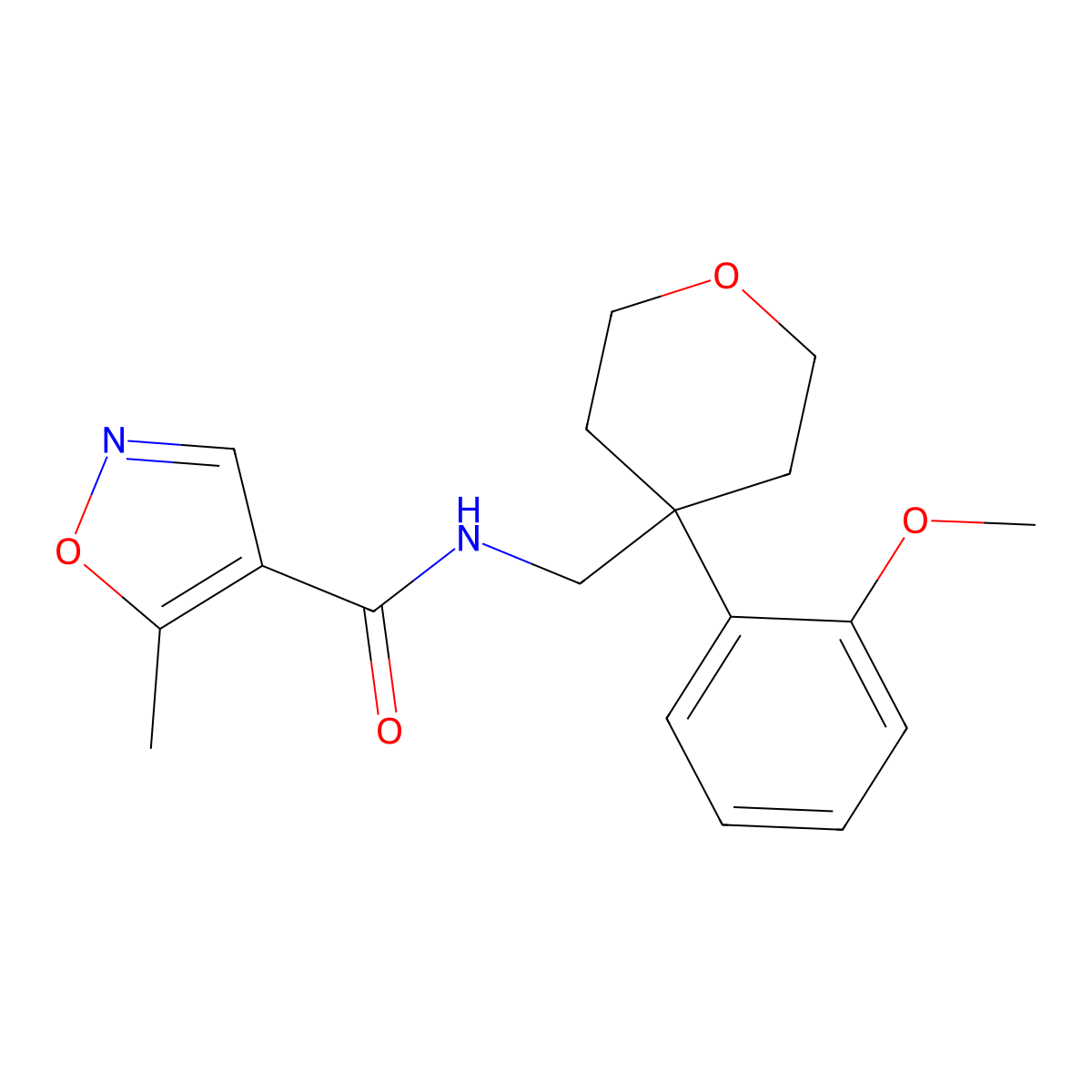 N-((4-(2-methoxyphenyl)tetrahydro-2H-pyran-4-yl)methyl)-5-methylisoxazole-4-carboxamide molecular structure, CAS 1428359-95-8