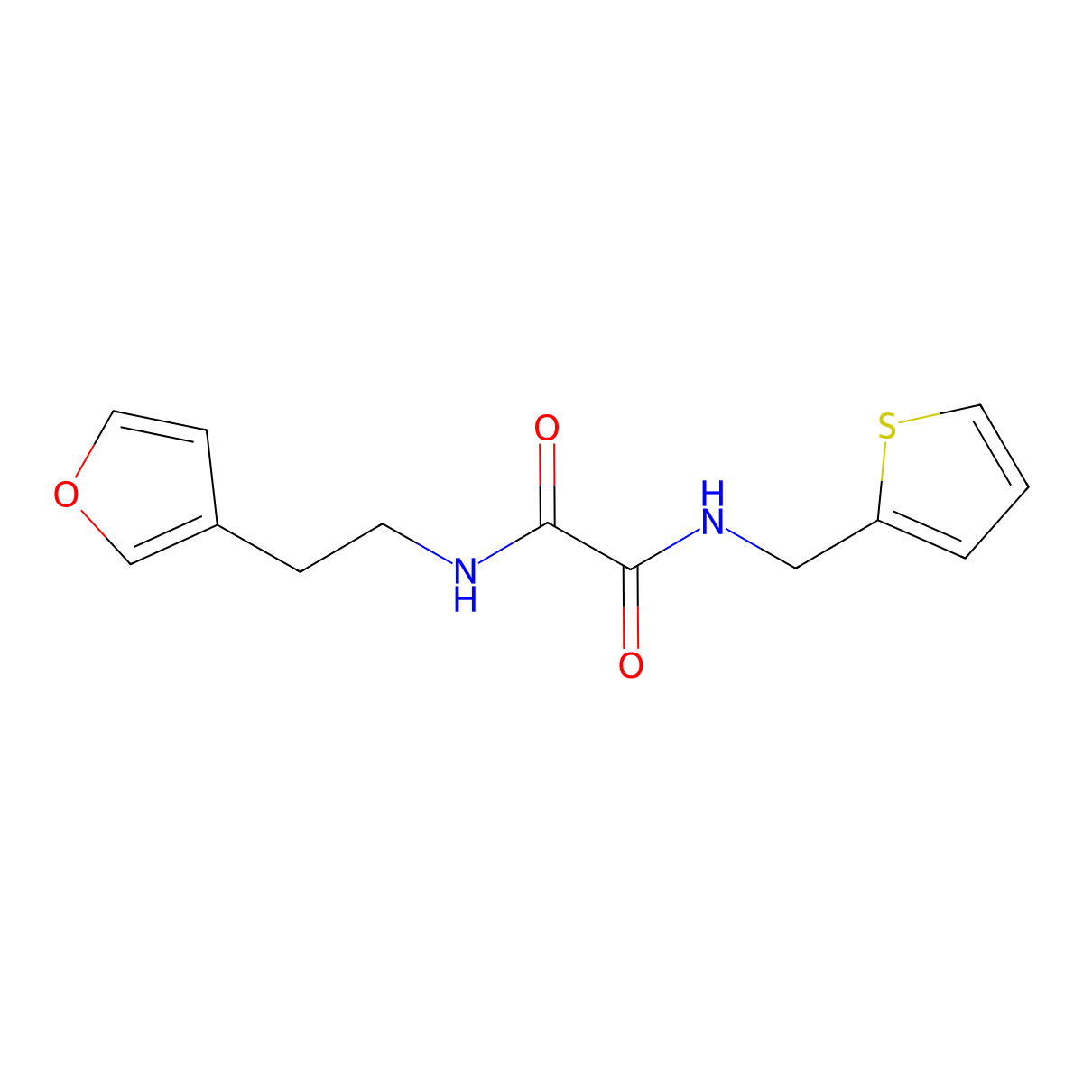 N1-(2-(furan-3-yl)ethyl)-N2-(thiophen-2-ylmethyl)oxalamide molecular structure, CAS 1428359-98-1