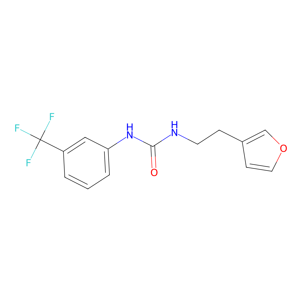 1-(2-(Furan-3-yl)ethyl)-3-(3-(trifluoromethyl)phenyl)urea molecular structure, CAS 1428360-08-0