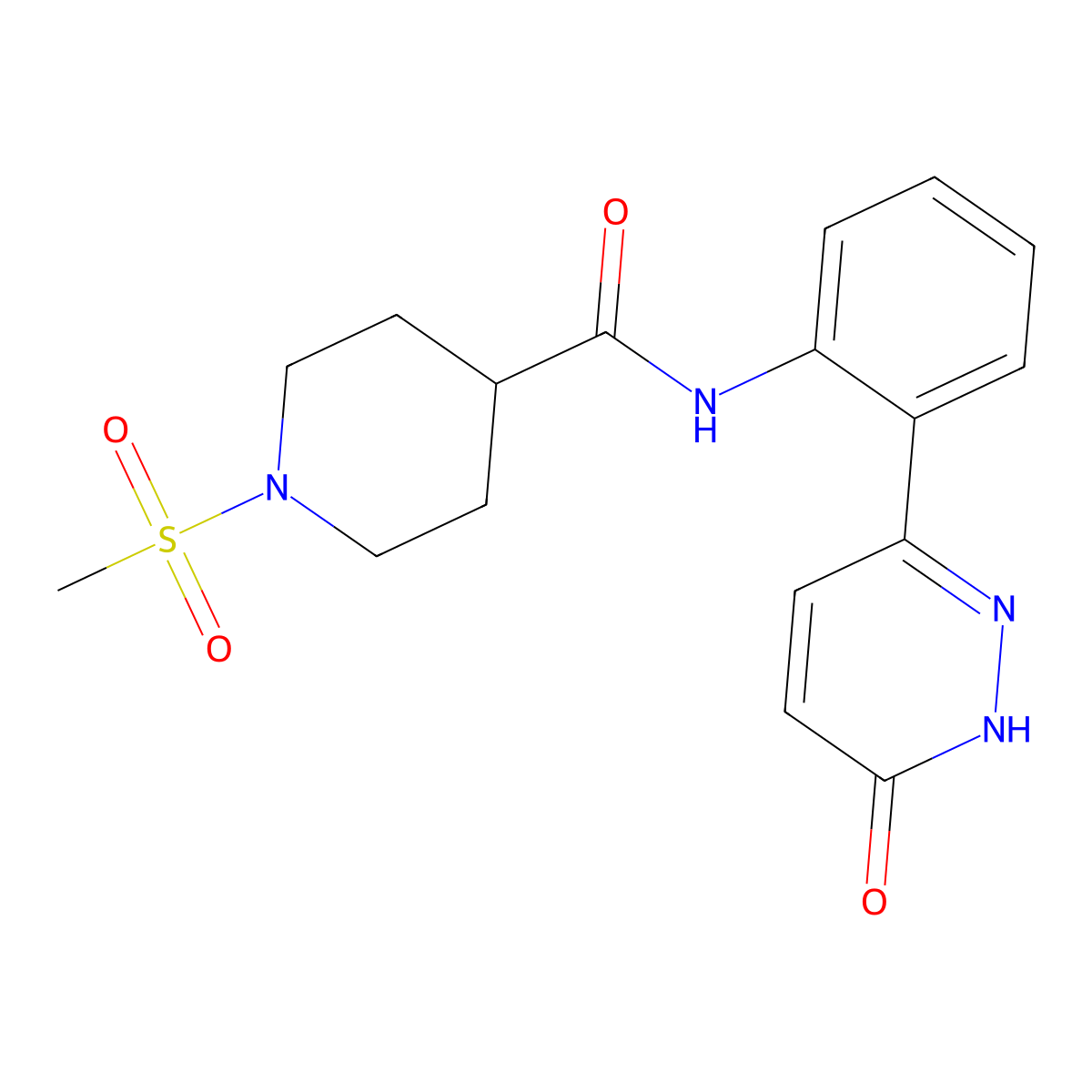 1-(methylsulfonyl)-N-(2-(6-oxo-1,6-dihydropyridazin-3-yl)phenyl)piperidine-4-carboxamide molecular structure, CAS 1428360-29-5
