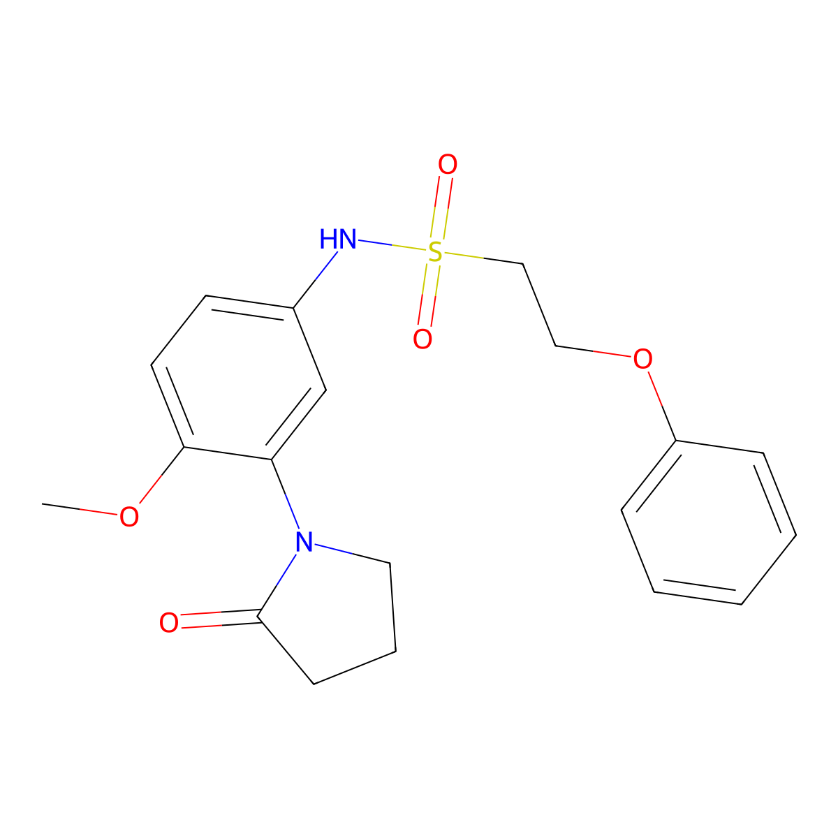 N-(4-methoxy-3-(2-oxopyrrolidin-1-yl)phenyl)-2-phenoxyethanesulfonamide molecular structure, CAS 1428360-33-1