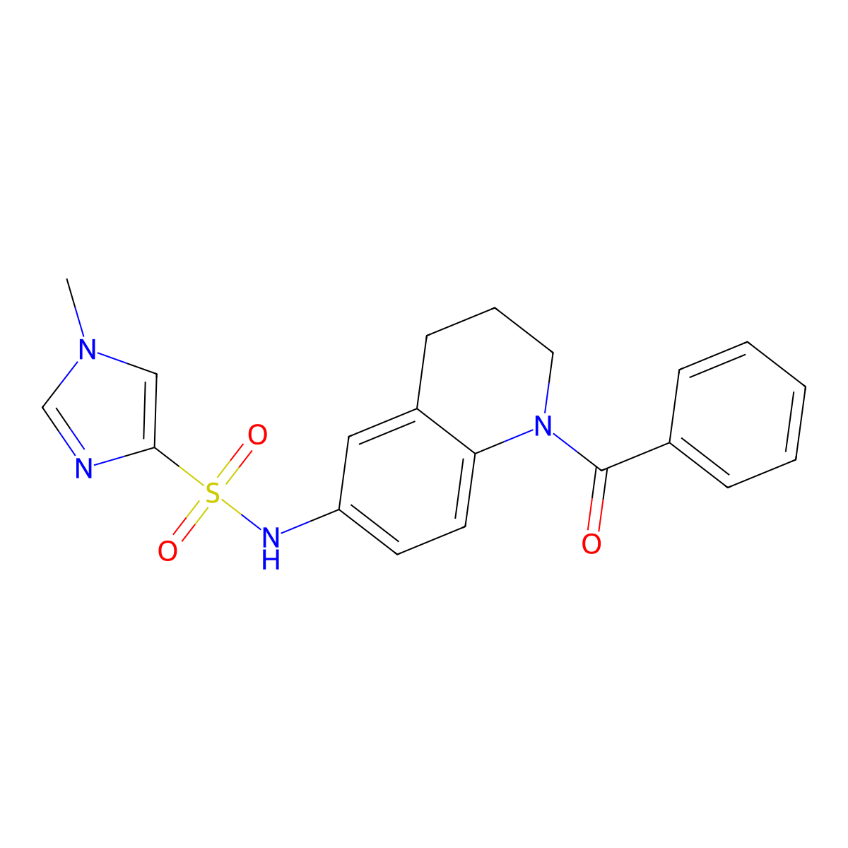 N-(1-benzoyl-1,2,3,4-tetrahydroquinolin-6-yl)-1-methyl-1H-imidazole-4-sulfonamide molecular structure, CAS 1428360-36-4