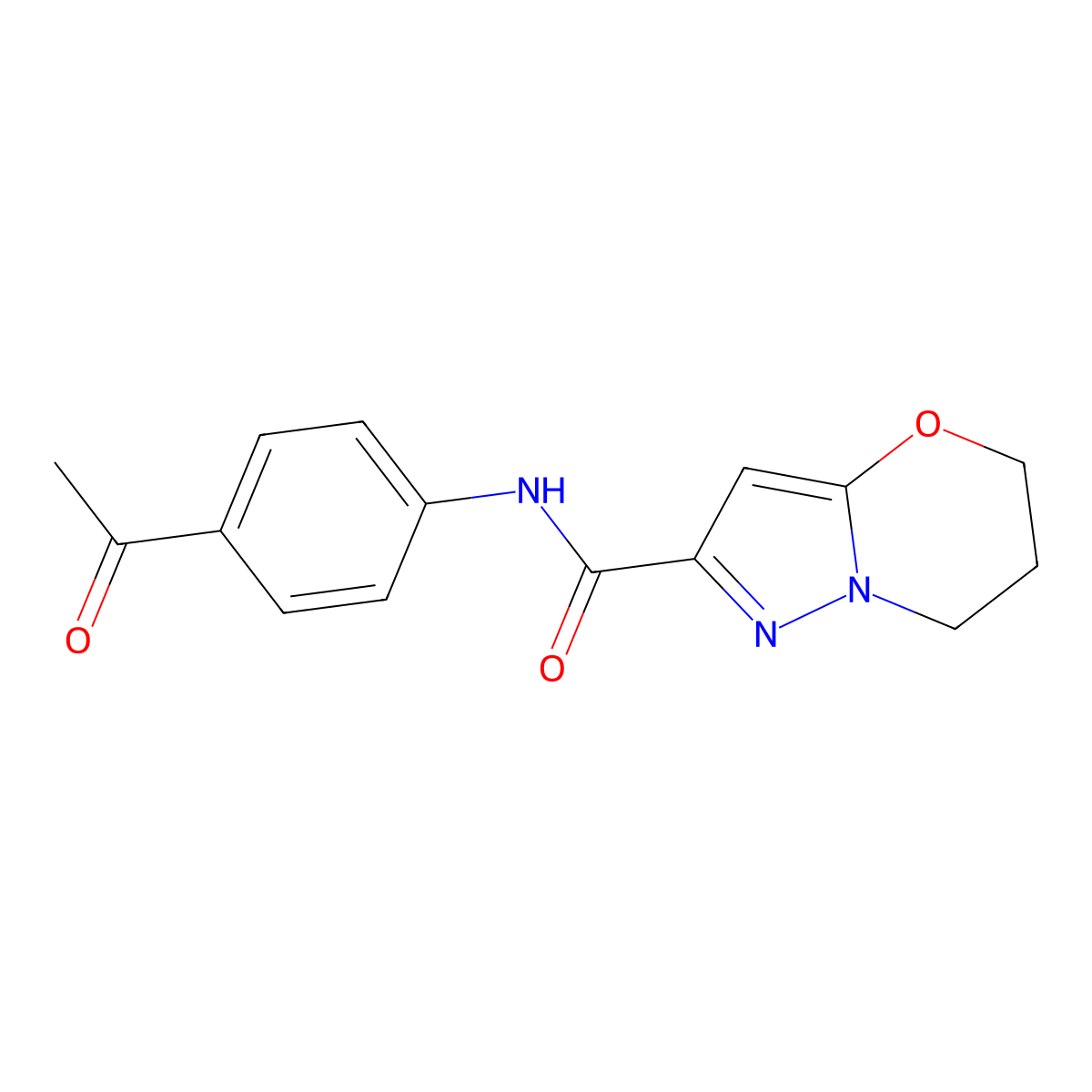 N-(4-acetylphenyl)-6,7-dihydro-5H-pyrazolo[5,1-b][1,3]oxazine-2-carboxamide molecular structure, CAS 1428360-37-5