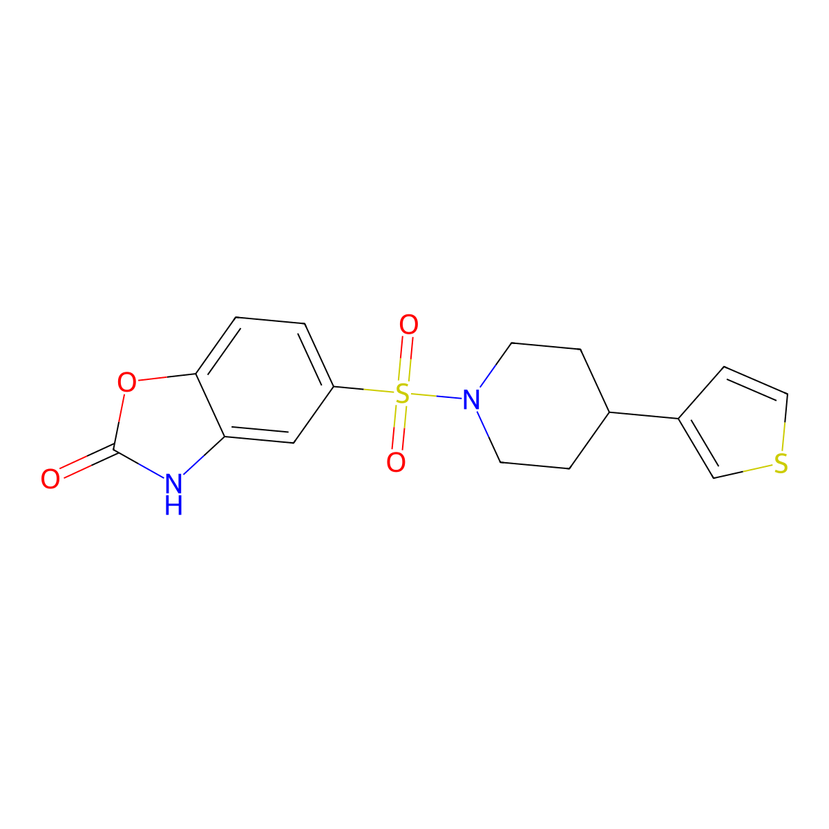 5-((4-(thiophen-3-yl)piperidin-1-yl)sulfonyl)benzo[d]oxazol-2(3H)-one molecular structure, CAS 1428362-16-6