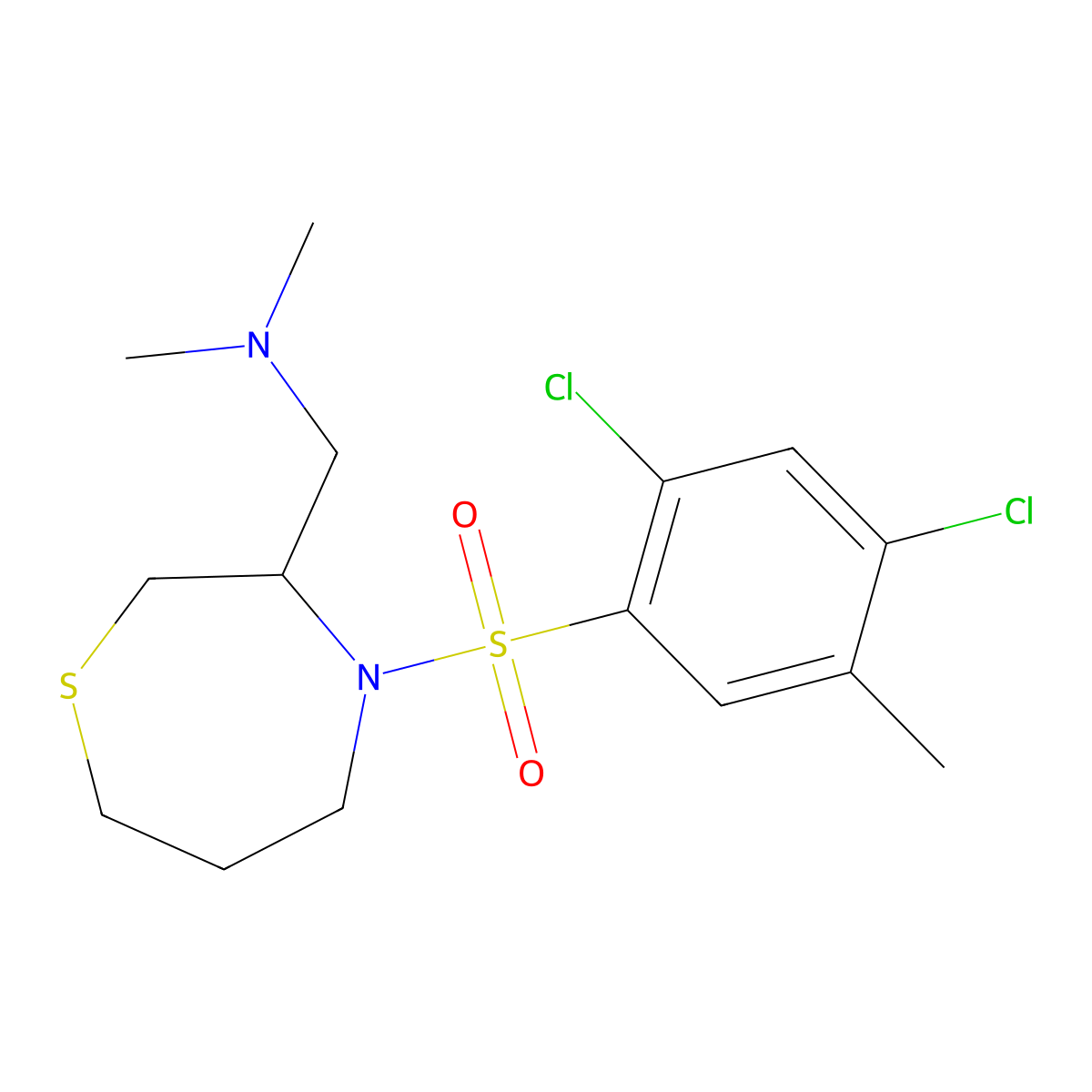 1-(4-((2,4-dichloro-5-methylphenyl)sulfonyl)-1,4-thiazepan-3-yl)-N,N-dimethylmethanamine molecular structure, CAS 1428362-17-7
