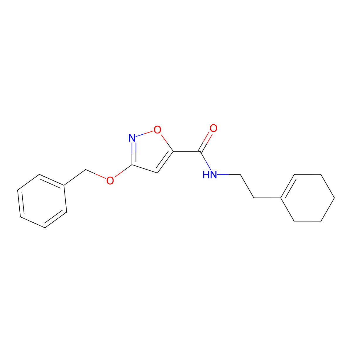 3-(benzyloxy)-N-(2-(cyclohex-1-en-1-yl)ethyl)isoxazole-5-carboxamide molecular structure, CAS 1428362-21-3