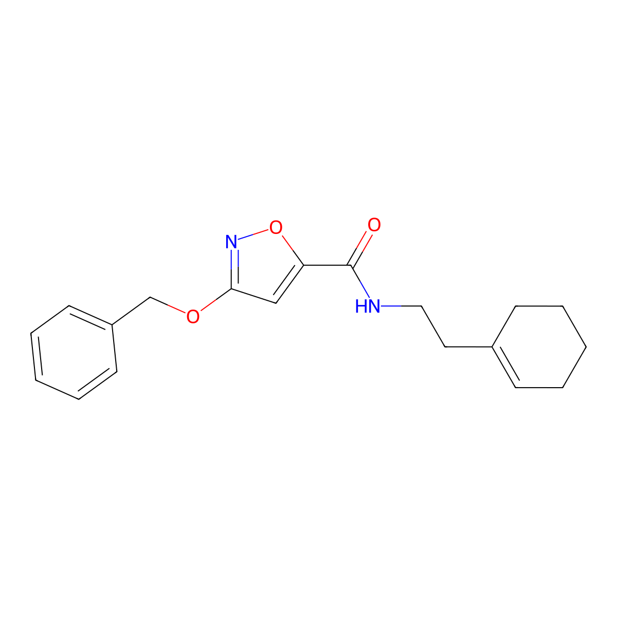 3-(benzyloxy)-N-(2-(cyclohex-1-en-1-yl)ethyl)isoxazole-5-carboxamide molecular structure, CAS 1428362-21-3