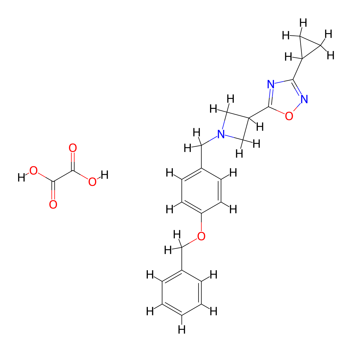5-(1-(4-(Benzyloxy)benzyl)azetidin-3-yl)-3-cyclopropyl-1,2,4-oxadiazole oxalate molecular structure, CAS 1428362-23-5