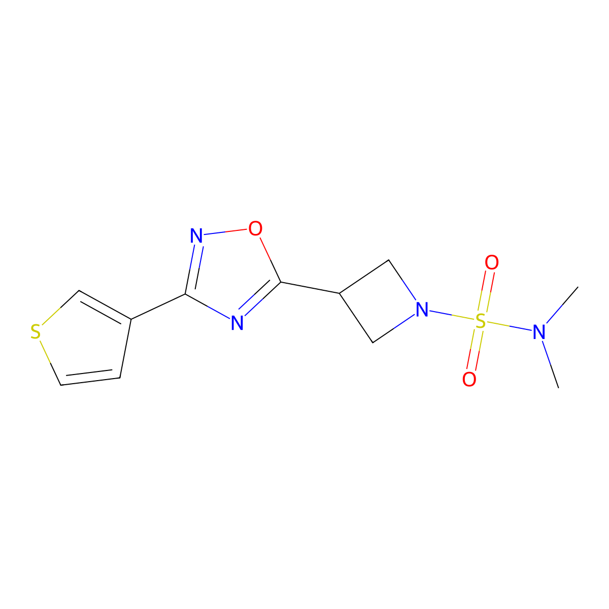N,N-Dimethyl-3-[3-(thiophen-3-YL)-1,2,4-oxadiazol-5-YL]azetidine-1-sulfonamide molecular structure, CAS 1428362-24-6