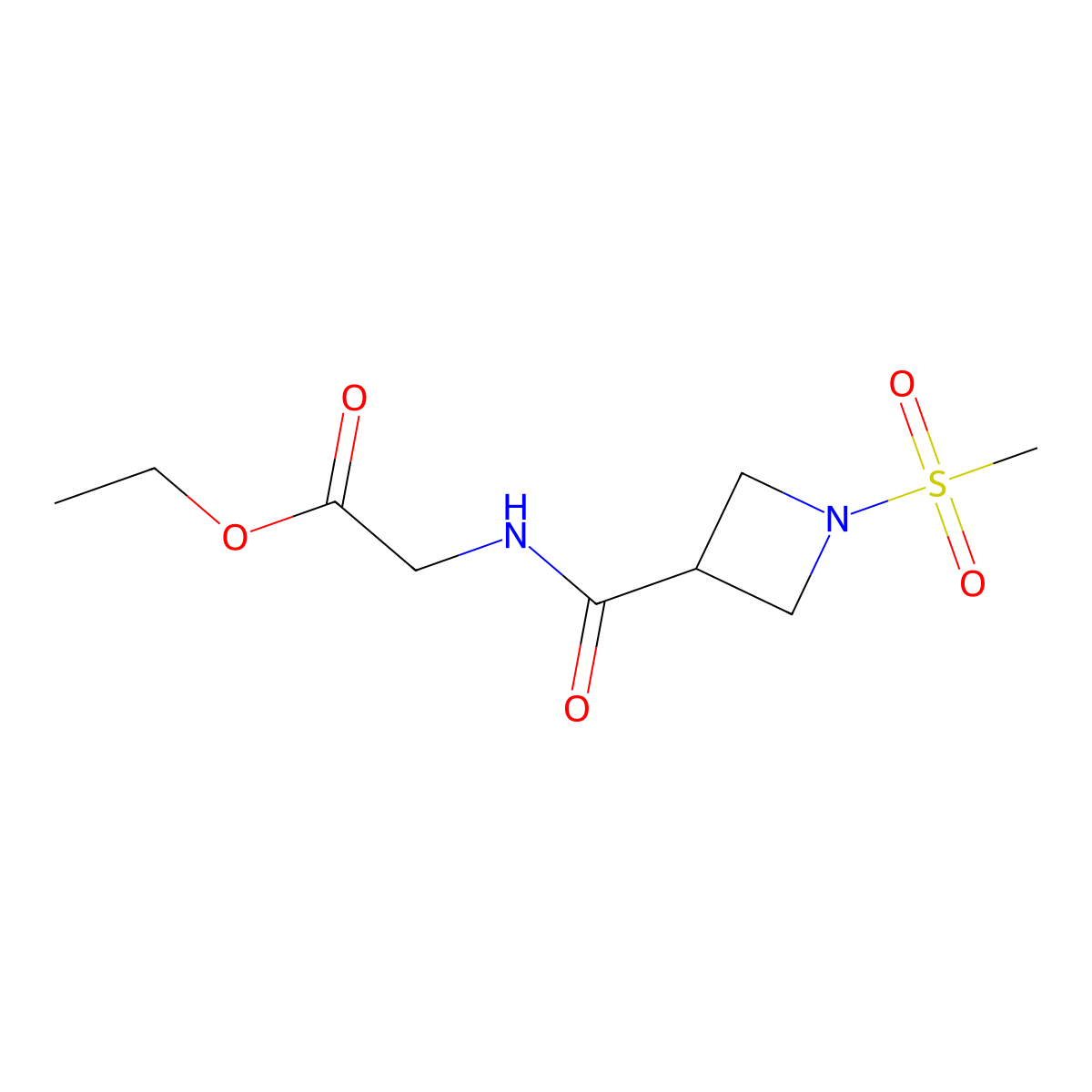 Ethyl 2-(1-(methylsulfonyl)azetidine-3-carboxamido)acetate molecular structure, CAS 1428362-28-0