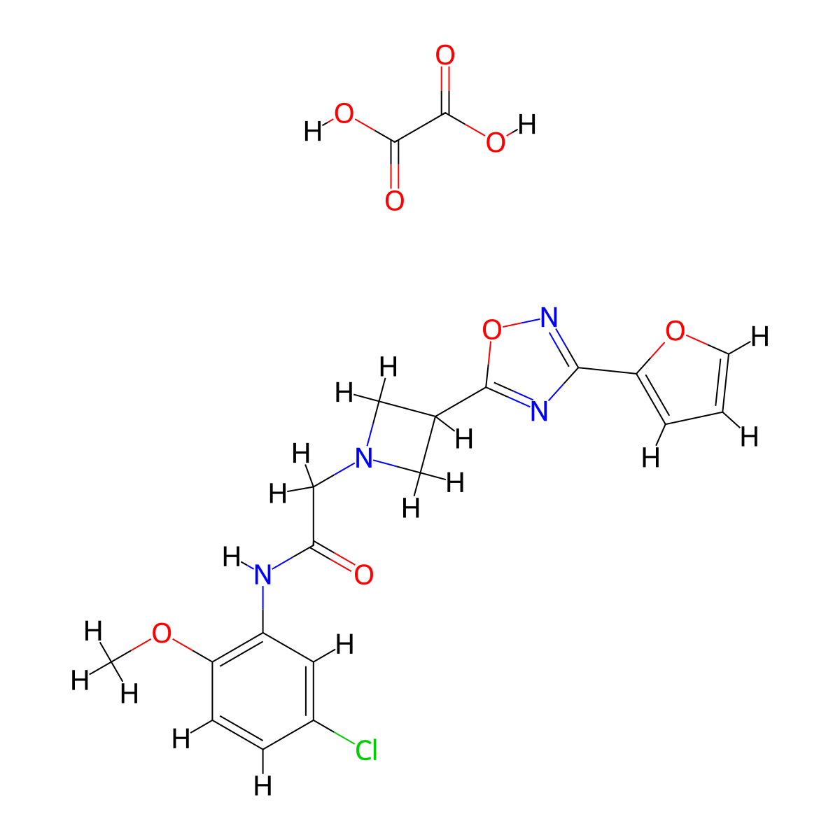 N-(5-chloro-2-methoxyphenyl)-2-(3-(3-(furan-2-yl)-1,2,4-oxadiazol-5-yl)azetidin-1-yl)acetamide oxalate molecular structure, CAS 1428362-31-5
