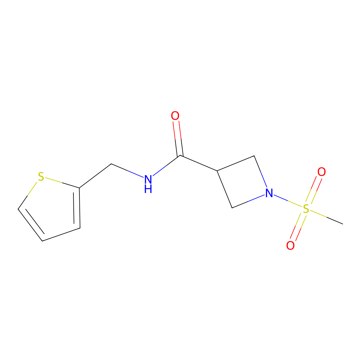 1-methanesulfonyl-N-[(thiophen-2-yl)methyl]azetidine-3-carboxamide molecular structure, CAS 1428362-32-6