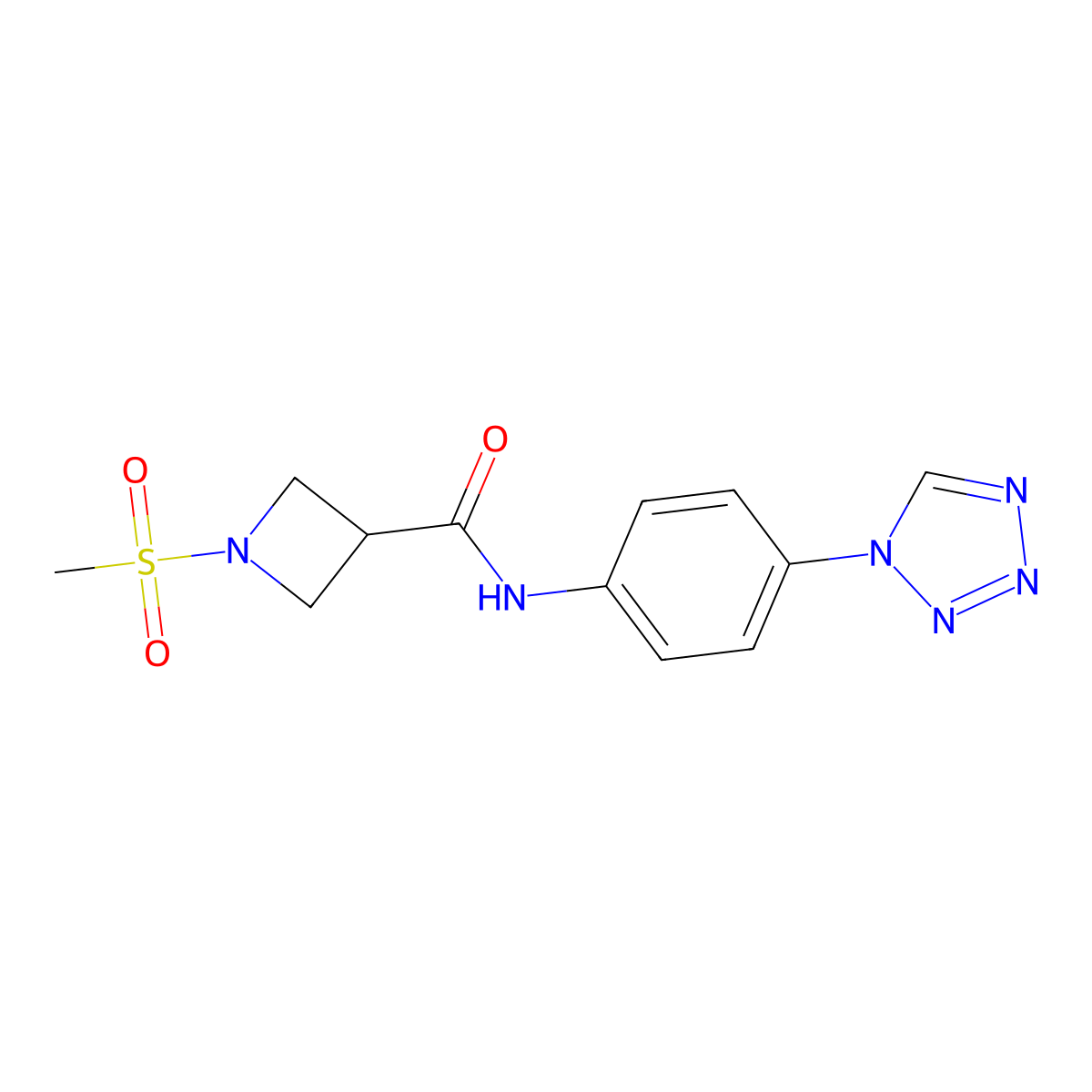 N-(4-(1H-tetrazol-1-yl)phenyl)-1-(methylsulfonyl)azetidine-3-carboxamide molecular structure, CAS 1428362-48-4