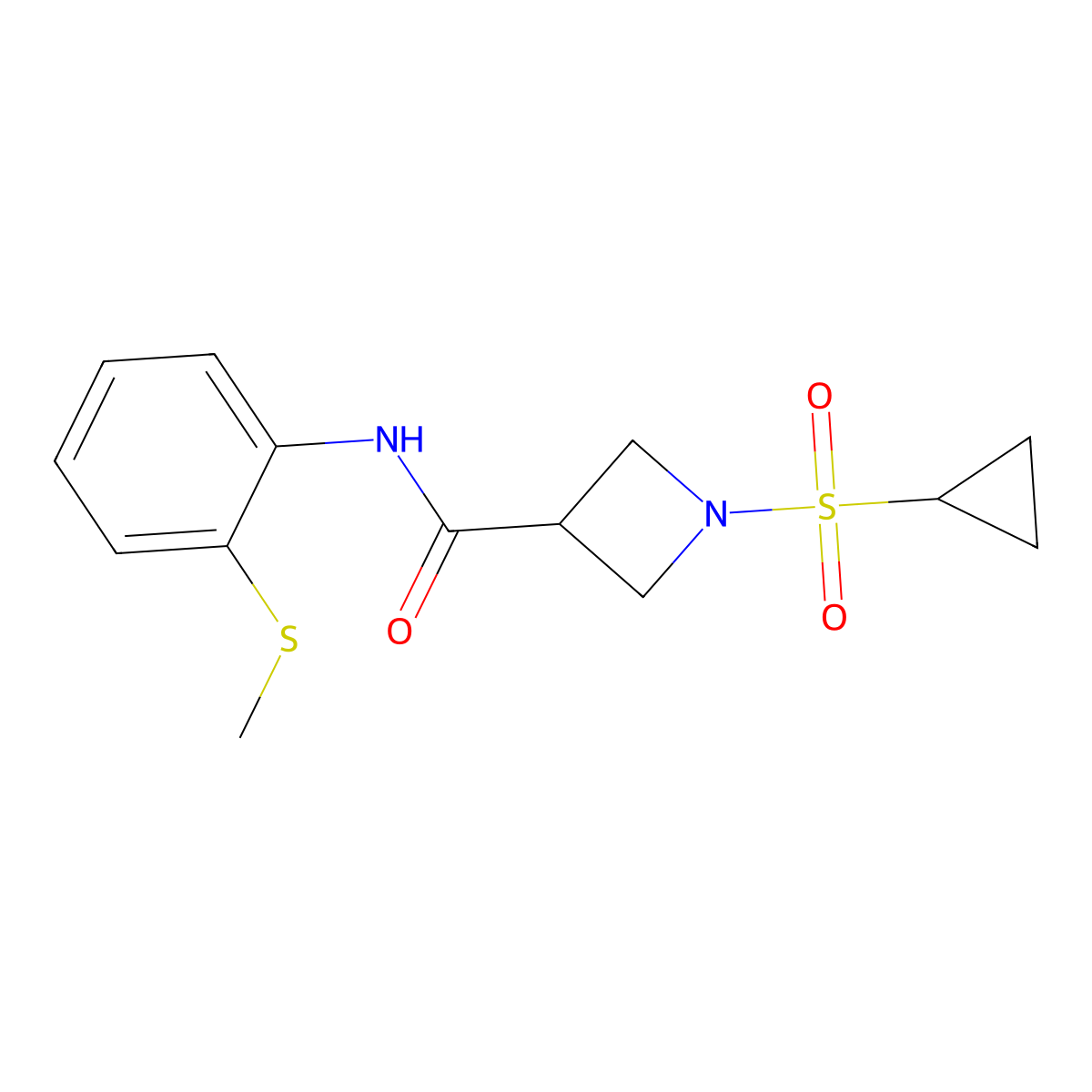 1-(cyclopropylsulfonyl)-N-(2-(methylthio)phenyl)azetidine-3-carboxamide molecular structure, CAS 1428362-49-5