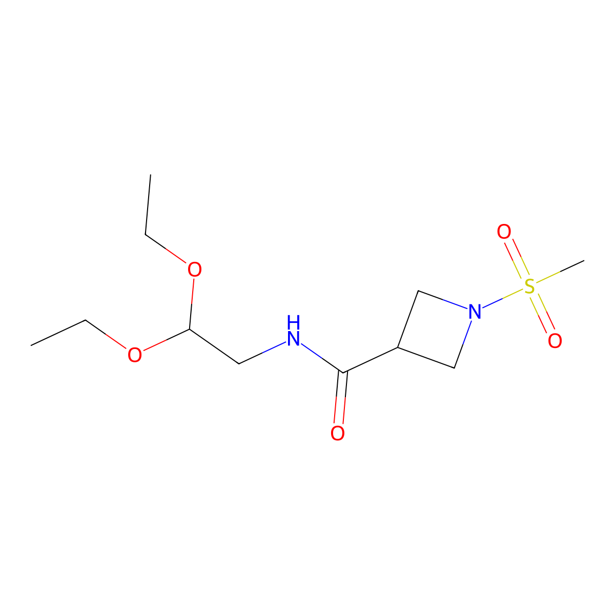N-(2,2-diethoxyethyl)-1-(methylsulfonyl)azetidine-3-carboxamide molecular structure, CAS 1428362-50-8