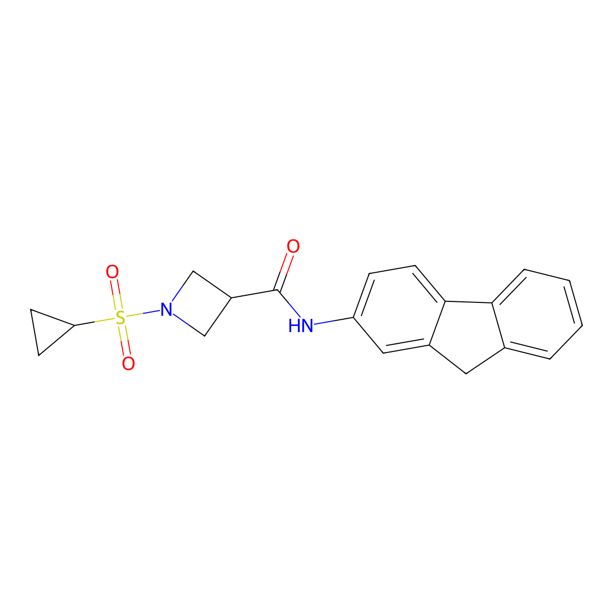 1-(cyclopropylsulfonyl)-N-(9H-fluoren-2-yl)azetidine-3-carboxamide molecular structure, CAS 1428362-55-3