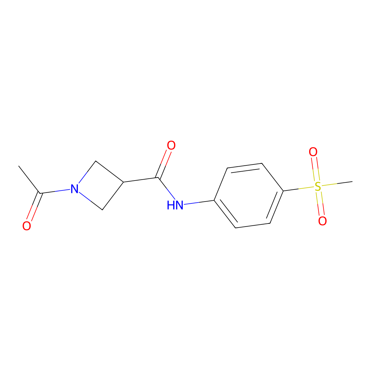 1-acetyl-N-(4-(methylsulfonyl)phenyl)azetidine-3-carboxamide molecular structure, CAS 1428362-56-4