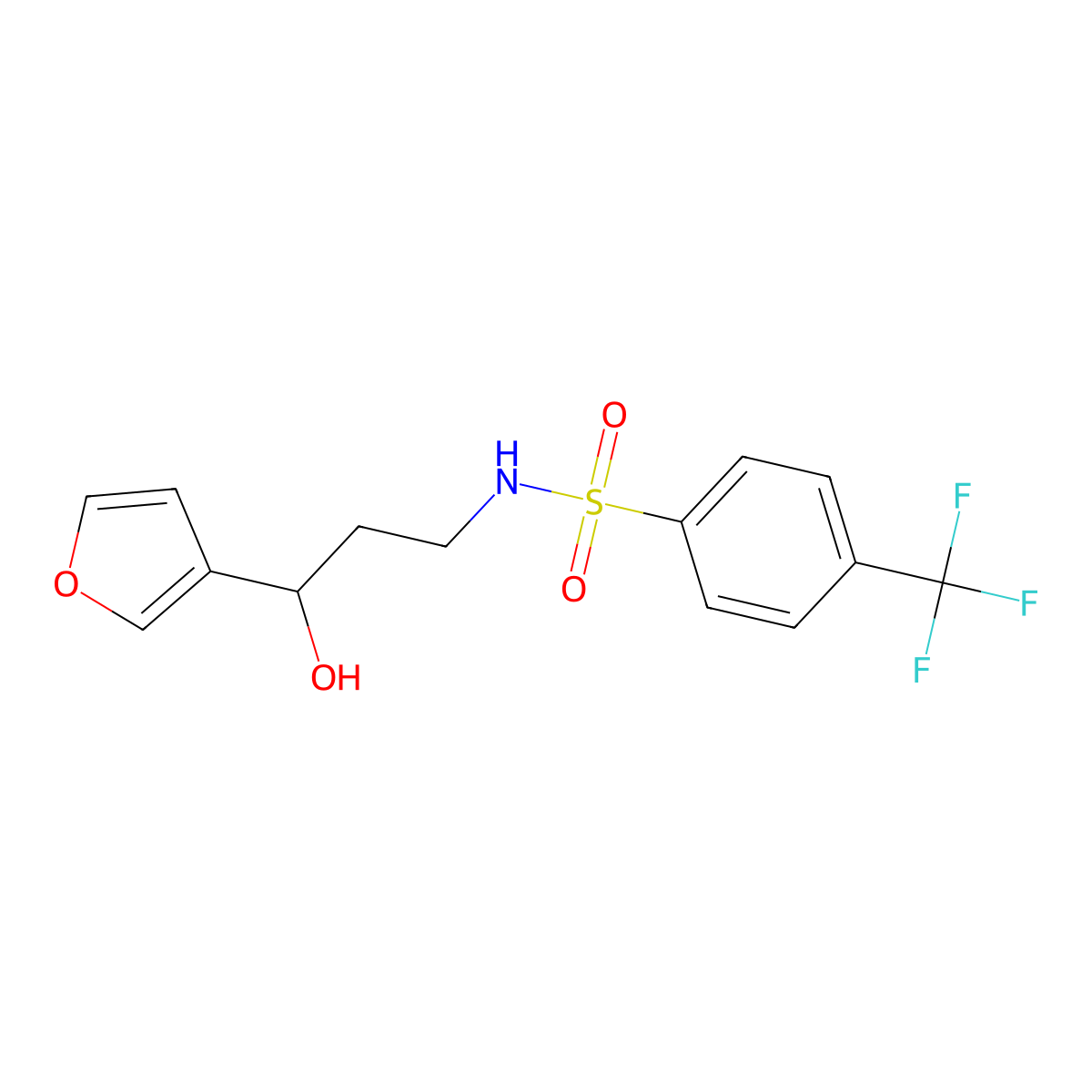 N-(3-(furan-3-yl)-3-hydroxypropyl)-4-(trifluoromethyl)benzenesulfonamide molecular structure, CAS 1428362-57-5