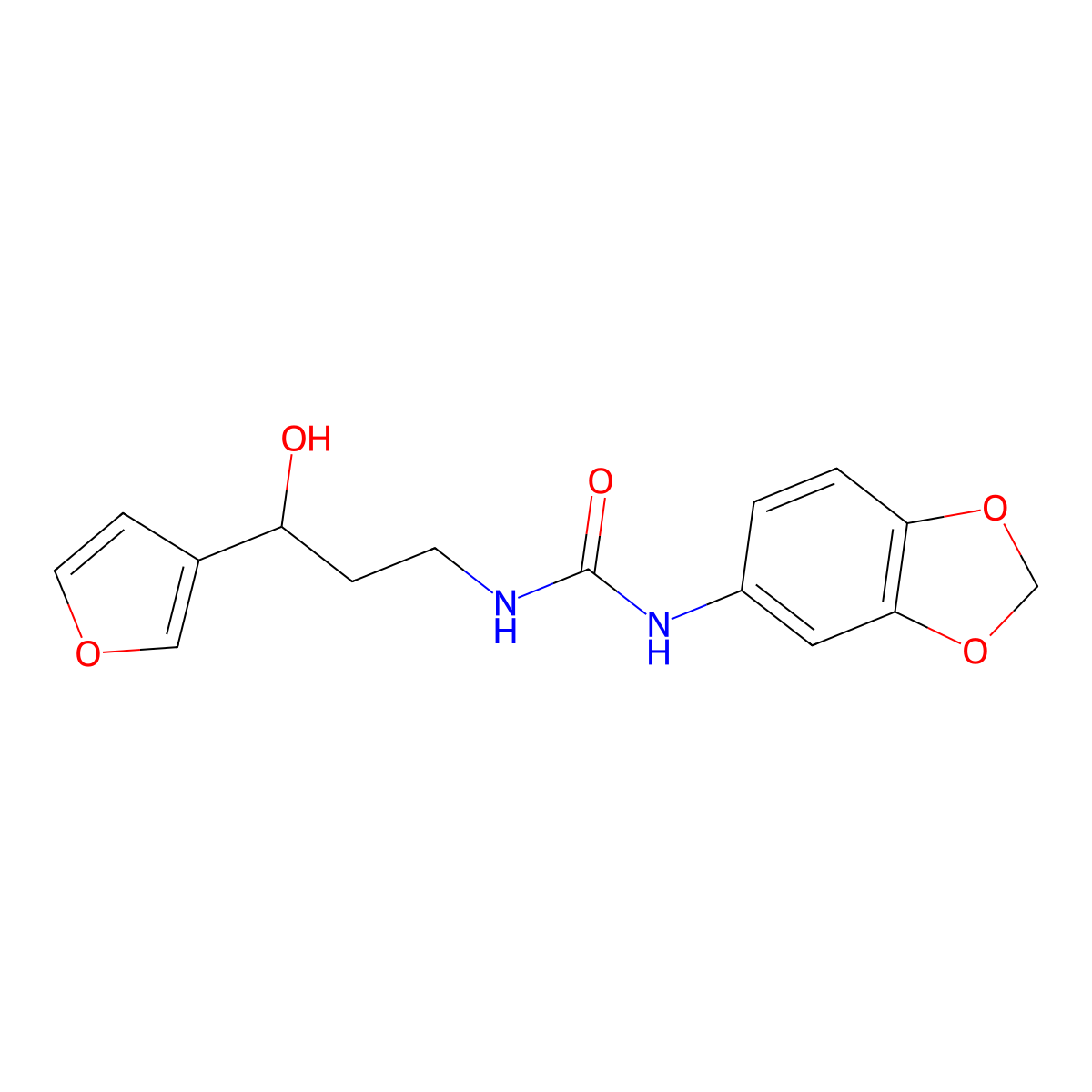 1-(Benzo[d][1,3]dioxol-5-yl)-3-(3-(furan-3-yl)-3-hydroxypropyl)urea molecular structure, CAS 1428362-62-2