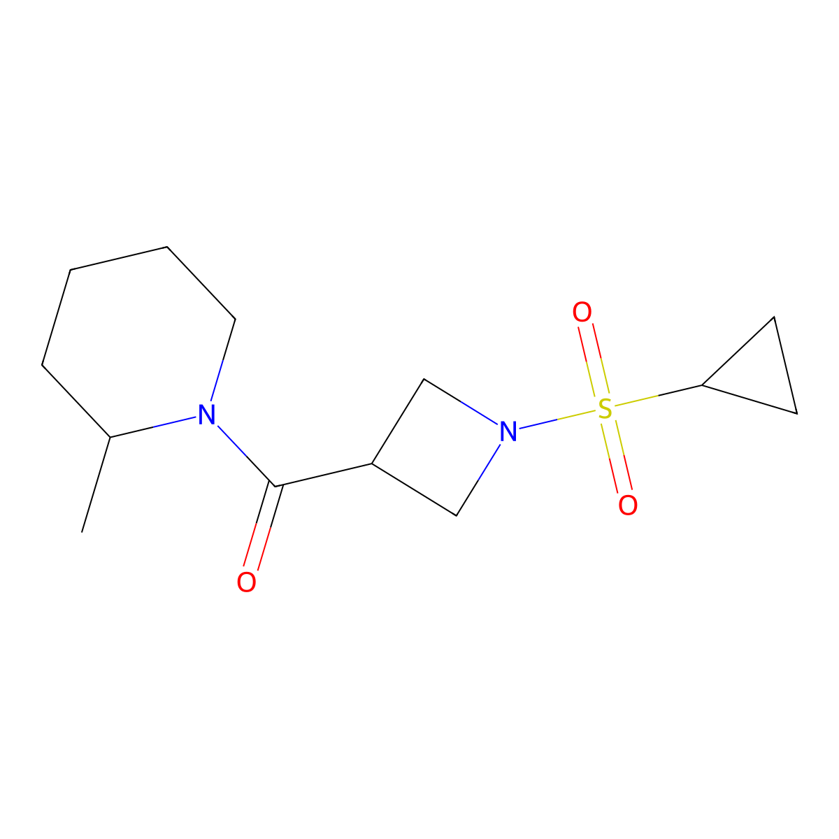 (1-(Cyclopropylsulfonyl)azetidin-3-yl)(2-methylpiperidin-1-yl)methanone molecular structure, CAS 1428362-63-3