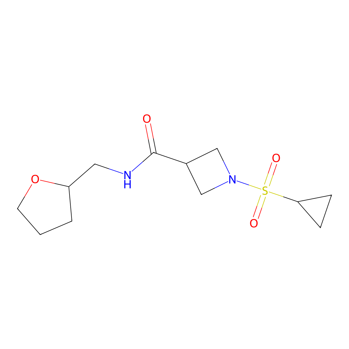 1-(cyclopropylsulfonyl)-N-((tetrahydrofuran-2-yl)methyl)azetidine-3-carboxamide molecular structure, CAS 1428362-66-6