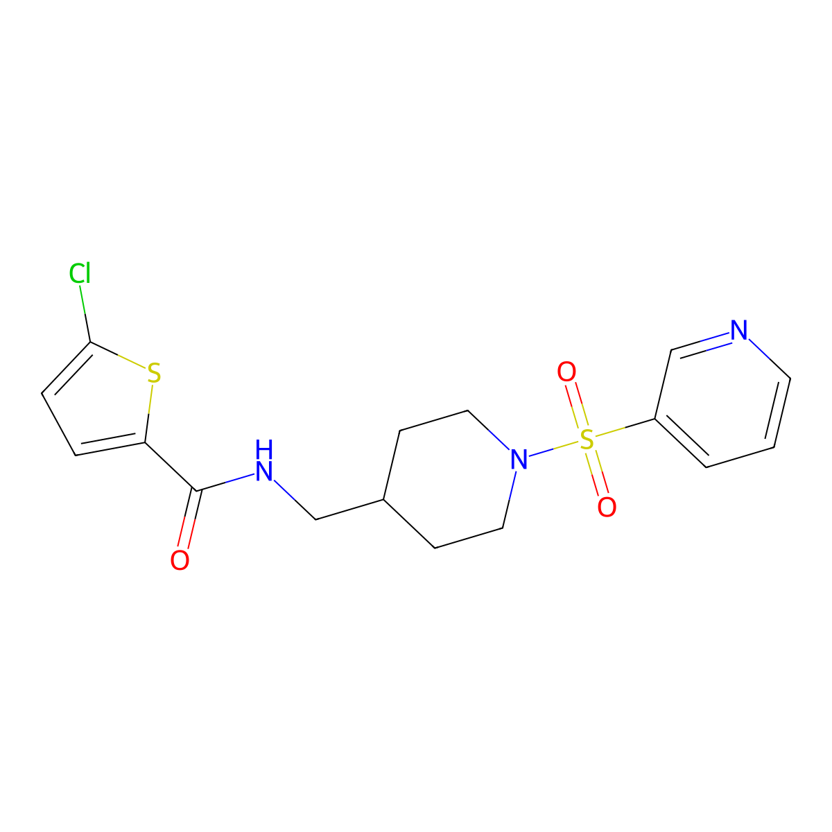 5-chloro-N-((1-(pyridin-3-ylsulfonyl)piperidin-4-yl)methyl)thiophene-2-carboxamide molecular structure, CAS 1428362-67-7
